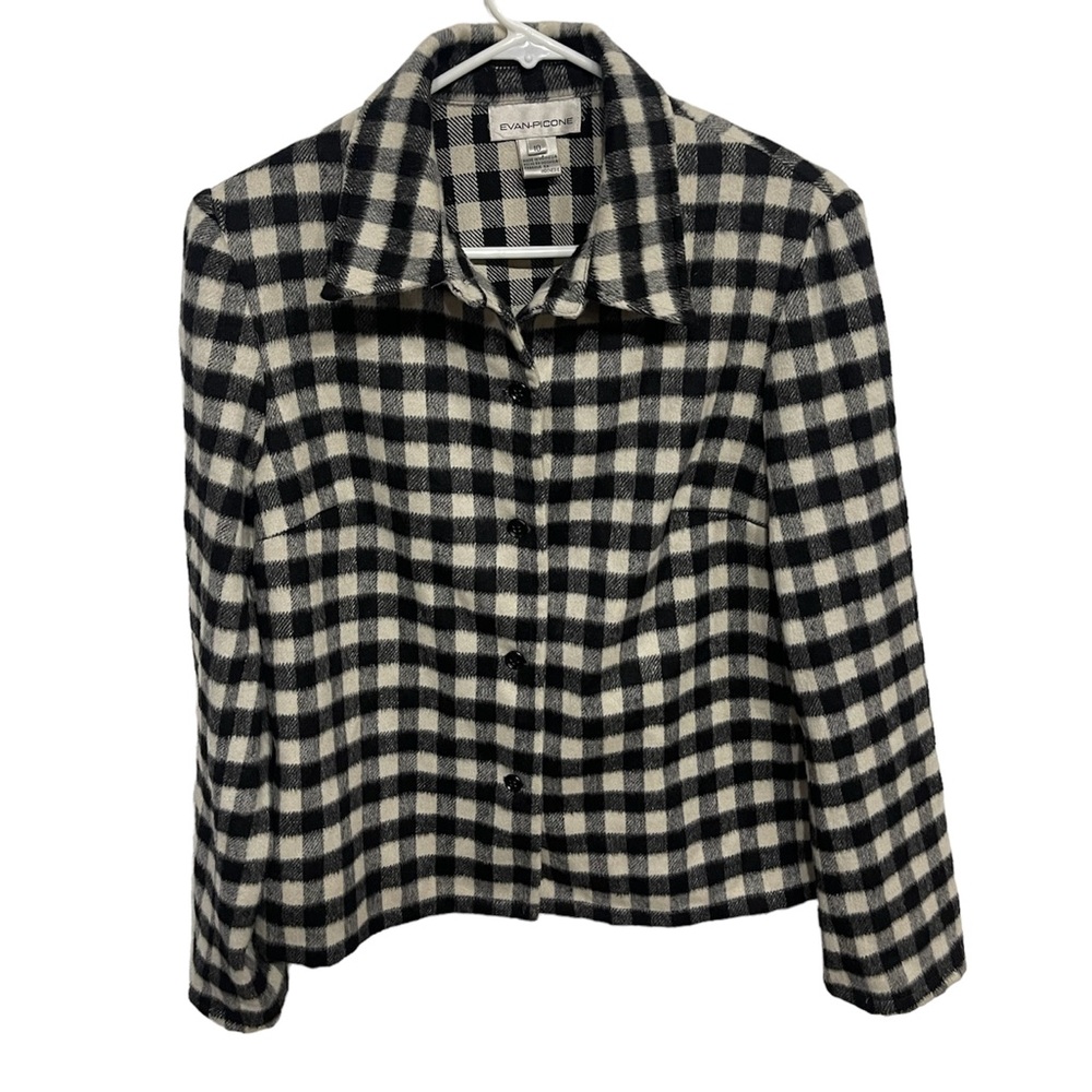Evan-Picone plaid black and white blazer jacket with shoulder pads new